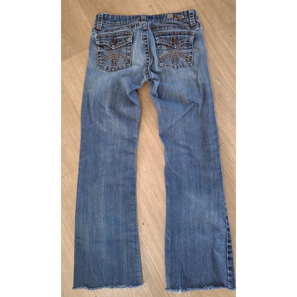 KUT From The Kloth Jeans Womens 8 Y2K Low Rise Bootcut Flare Raw Hem Embroidered